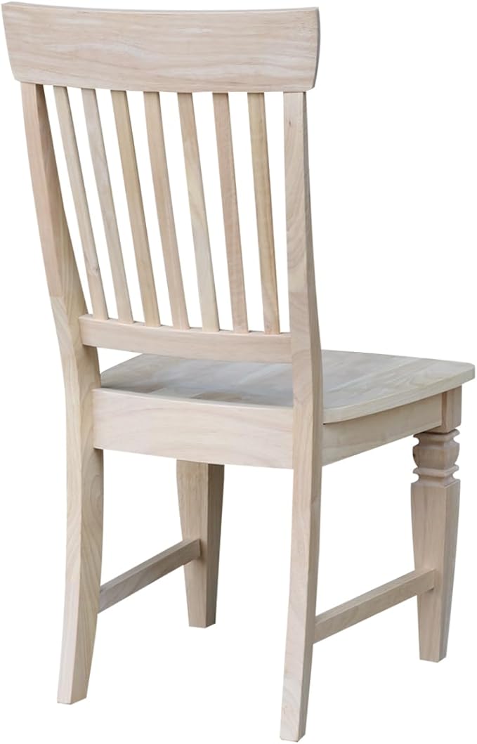 IC International Concepts, Set of Two Tall Java Dining Chairs, Unfinished, Solid Wood, Real Parawood, 19.7" W x 23" D x 39.4" H, , 225 lbs wt. Capacity, DIY, Paint or Stain Your Way, Unfinished