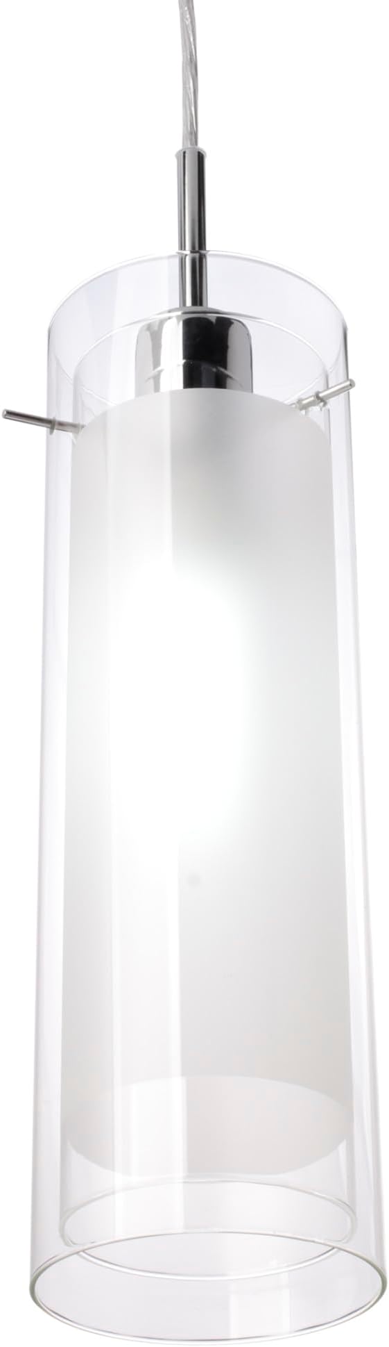 Globe Electric 64023 1-Light Pendant, Polished Chrome Finish, Clear Glass Shade with Frosted Glass Insert, Pendant Light Fixture, Adjustable Height, Light Fixture Ceiling Hanging, Bulb Not Included