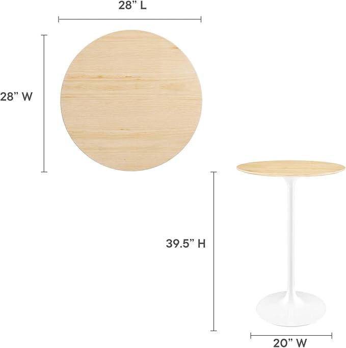 Modway Lippa Round 28" Wood Grain Mid-Century Modern Bar Table in [Color]