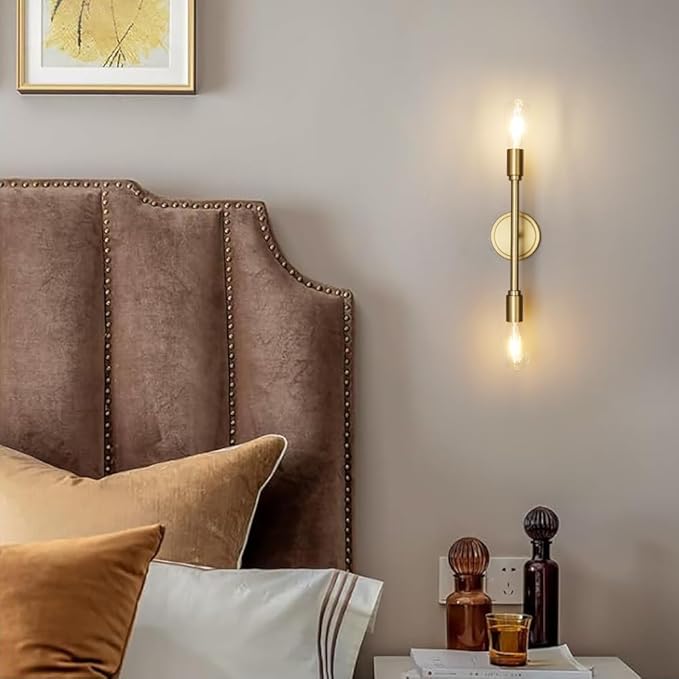 Phansthy Wall Sconces Set of Two, Modern Sconces Wall Lighting Fixtures, 2-Light Bathroom Light Over Mirror, Indoor Ceiling Light/Wall Light for Bedroom, Living Room (Antique 2 Pack)