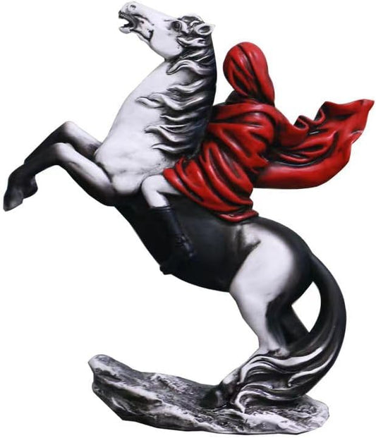 Banksy Horse Riding Girl Statue, Brown Resin Figurine, 6.7x5.5x2.36 inches, Matte Finish, Antique Style, Decorative Statue for Home, Office, or Gift