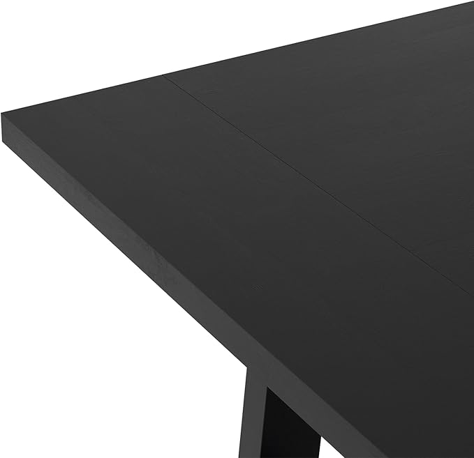 SIMPLIHOME Whitley Dining Table - 72 inch Wide Solid Mango Wood Rectangular Table in Black, Modern Farmhouse Style for Dining Room or Kitchen with Extra-Thick Trestle Base, Seats 6