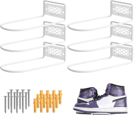 J JACKCUBE DESIGN White Metal Floating Shoe Display Shelves for Wall Mount, Set of 6 Sneaker Showcase Organizer Rack Display -MK1068B