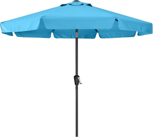 ABCCANOPY 7.5ft Scalloped Patio Umbrella, Outdoor Table Umbrella with Tilt and Crank, Fiberglass Ribs Deck Umbrella for Patio, Pool, Garden, Picnic (Turquoise Blue)