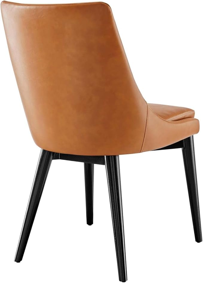 Modway Viscount Mid-Century Modern Faux Leather Upholstered, Dining Chair, Tan