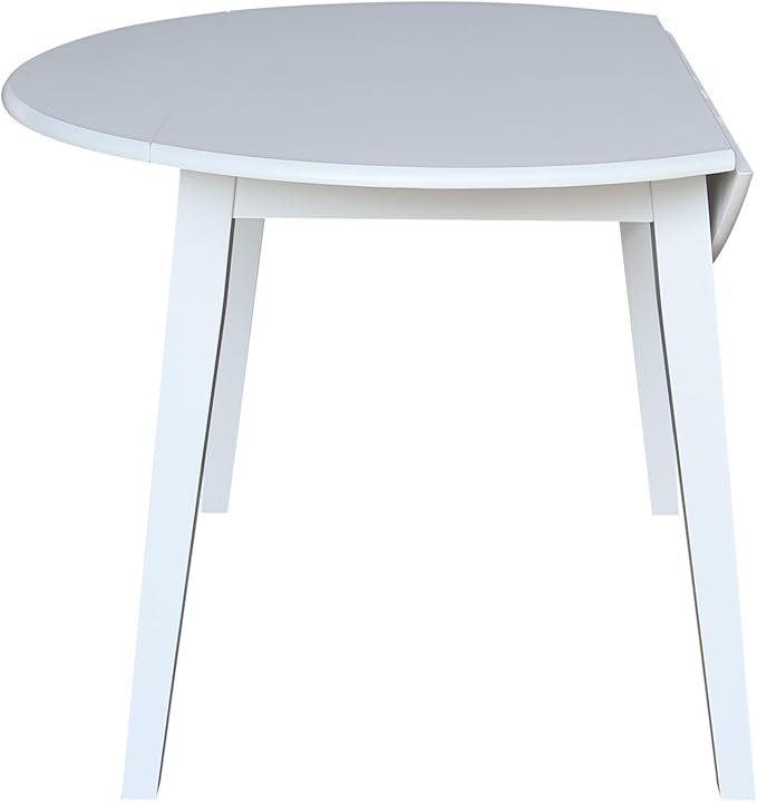 IC INTERNATIONAL CONCEPTS 42" Round Solid Wood Dual Drop Leaf Table in White