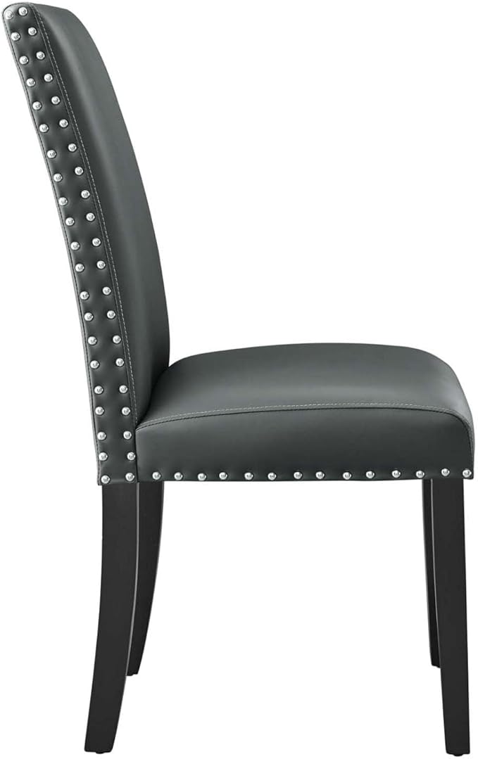 Parcel Dining Faux Leather Side Chair in Gray