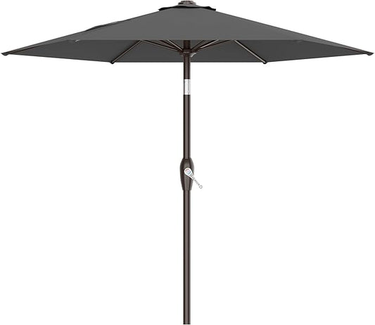 AreShark 7.5FT Patio Umbrella Table Market Umbrella w/Tilt and Crank, Heavy-Duty Outdoor Umbrellas for Pool, Deck, Garden and Backyard, Gray