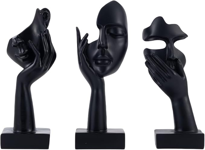 Thinker Modern Art Abstract Black Face Sculpture - Office, Study, Home Decor