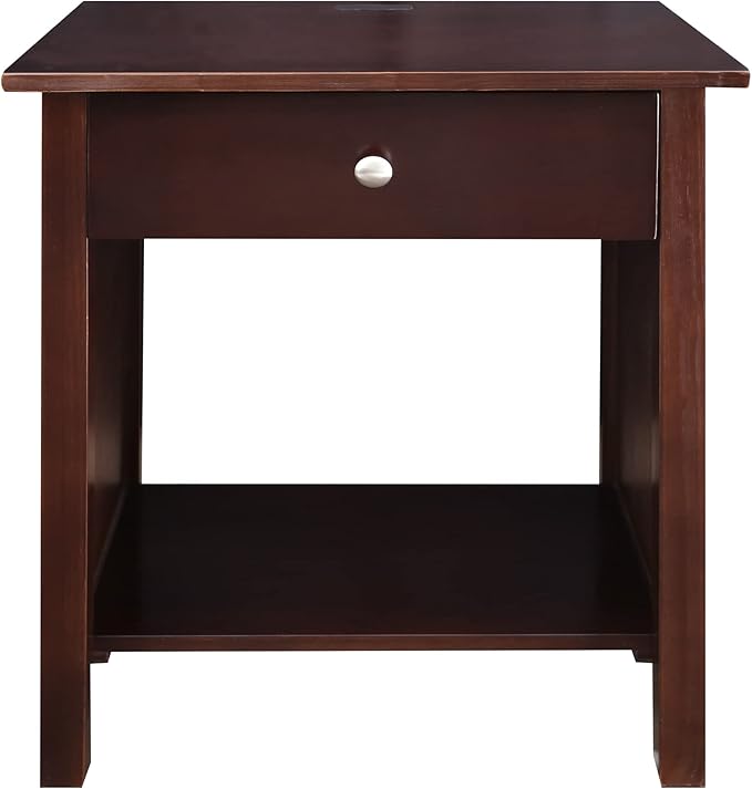 Casual Home Vanderbilt Nightstand with USB Ports-Espresso , 17 in x 24 in x 27 in