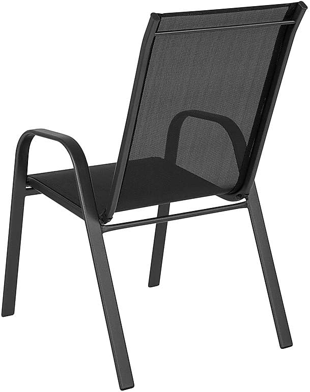Flash Furniture Brazos Series Outdoor Stackable Patio Chairs with Flex Comfort Material, Stacking Outdoor Modern Sling Patio Chairs, Set of 5, Black