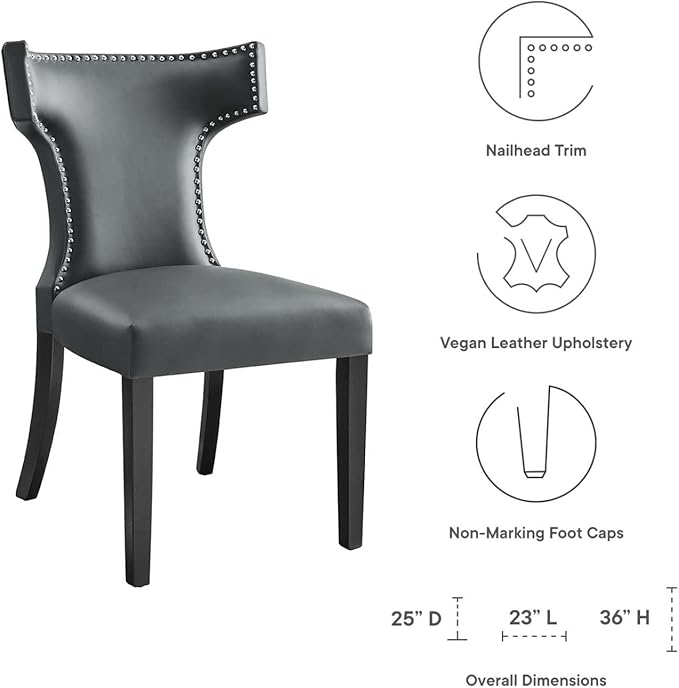 Modway Curve Vegan Leather Dining Chair in Gray