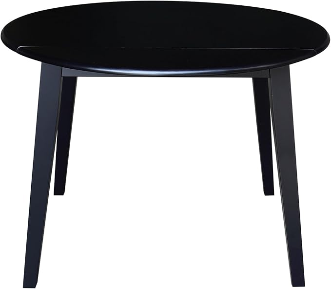 IC INTERNATIONAL CONCEPTS 42" Round Solid Wood Dual Drop Leaf Table in Black
