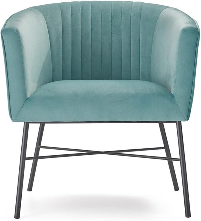 Leone Upholstered Accent Chair, Velvet Tufted Comfy Back Cushion Club Armchair, Modern Living Room Furniture for Small Spaces, Seaglass Teal