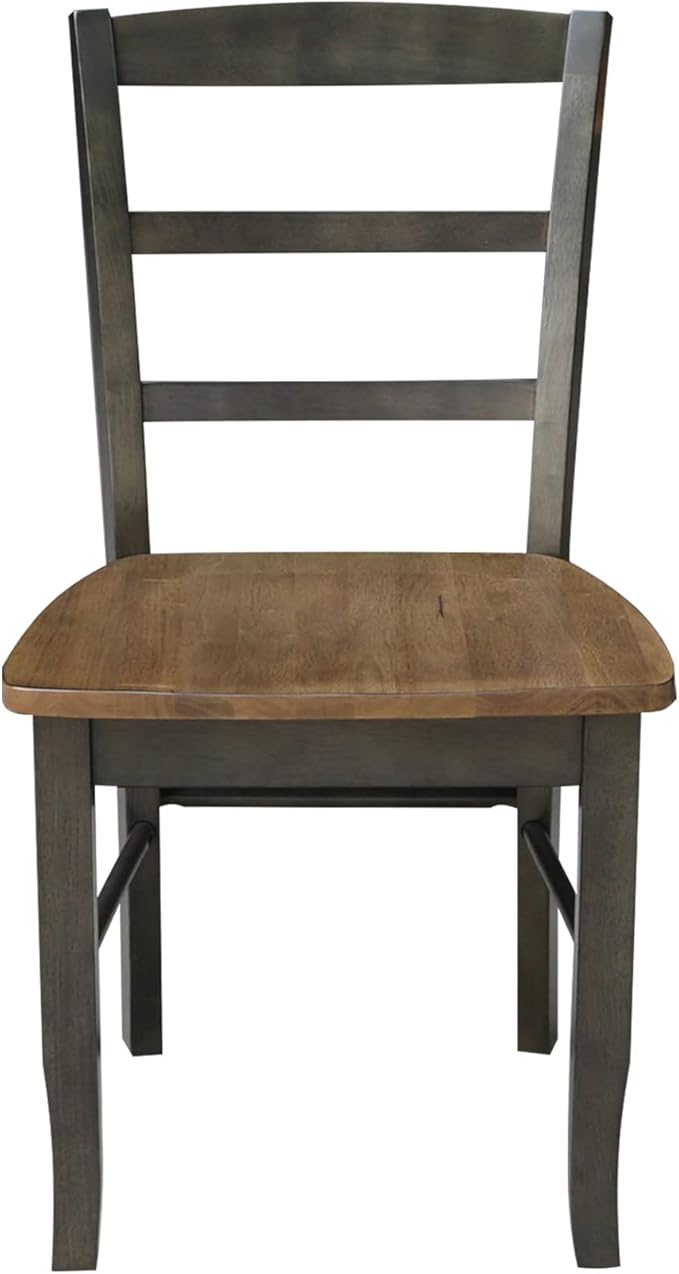 IC INTERNATIONAL CONCEPTS Set of 2 Solid Wood Madrid Ladderback Chairs in Hickory/Washed Coal