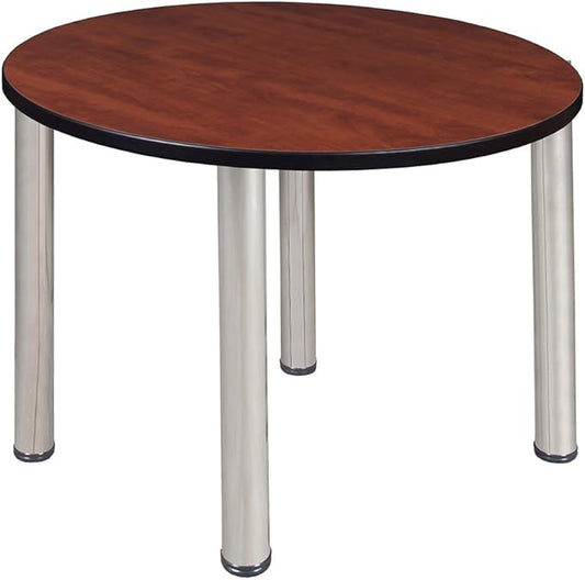 Regency Kee 42 in. Medium Round Breakroom Table- Cherry Top, Chrome Legs
