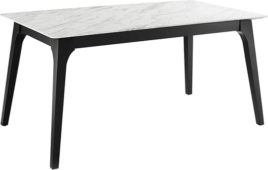 Modway EEI-5693-BLK-WHI Juxtapose 63" Rectangular Performance Artificial Marble Dining Table, Black White