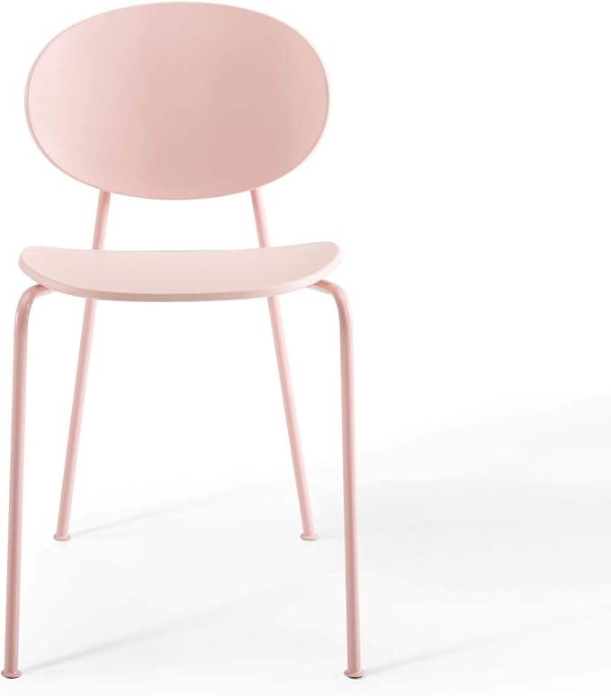 Modway Palette Modern Molded Plastic Accent Dining Chair in Pink - Set of 2 - Comes Fully Assembled