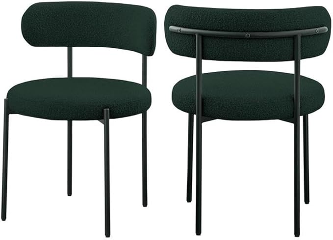 Meridian Furniture Beacon Green Boucle Fabric Dining Chair