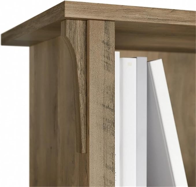 Bush Home Salinas Tall 5 Shelf Bookcase - Set of 2 in Reclaimed Pine, Vertical Office Storage, Bookshelves for Home Workspace, Multi-Purpose Shelving Units