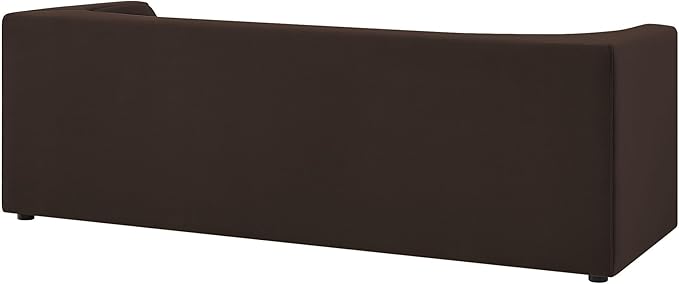 Modway Hilda 86 Inch Modern Curved Back Performance Velvet Sofa in Chocolate Brown – Plush Upholstered 3-Seat Couch for Living Room, Apartment, Office