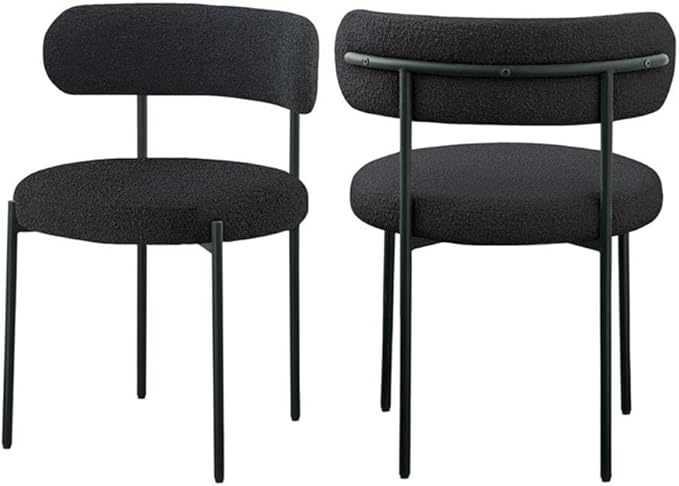 Meridian Furniture Beacon Black Boucle Fabric Dining Chair