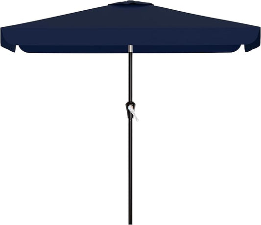AreShark 6.5 x 10 FT Rectangular Valance Patio Umbrella, Outdoor Umbrella with Tilt and Crank, Market Table Umbrellas W/ 6 Ribs UV Protection for Garden, Deck, Backyard and Pool, Navy