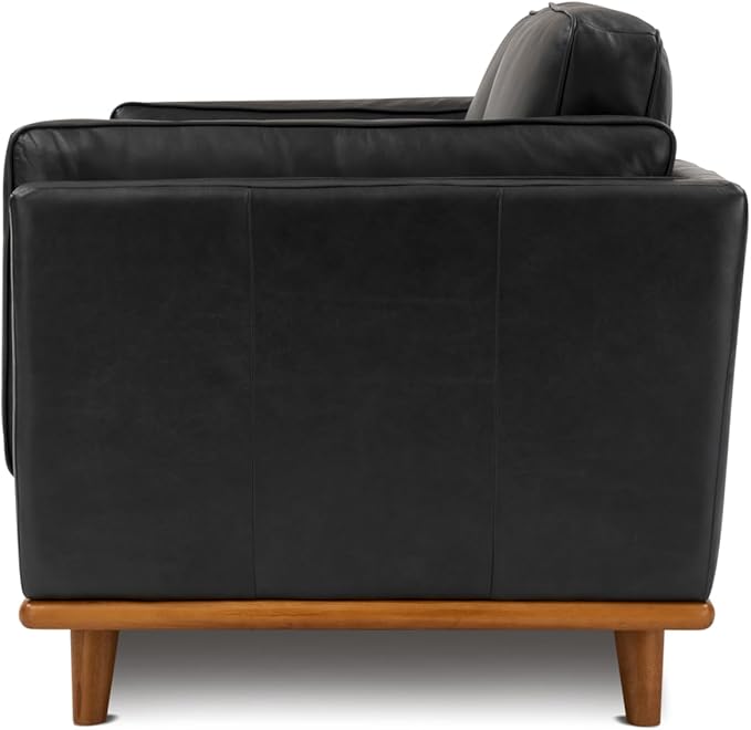 Valencia Artisan Full Leather Loveseat Sofa 66”| Pure Full Italian Nappa Leather Couch, Solid Wood Accent, Ultimate Comfort, Black