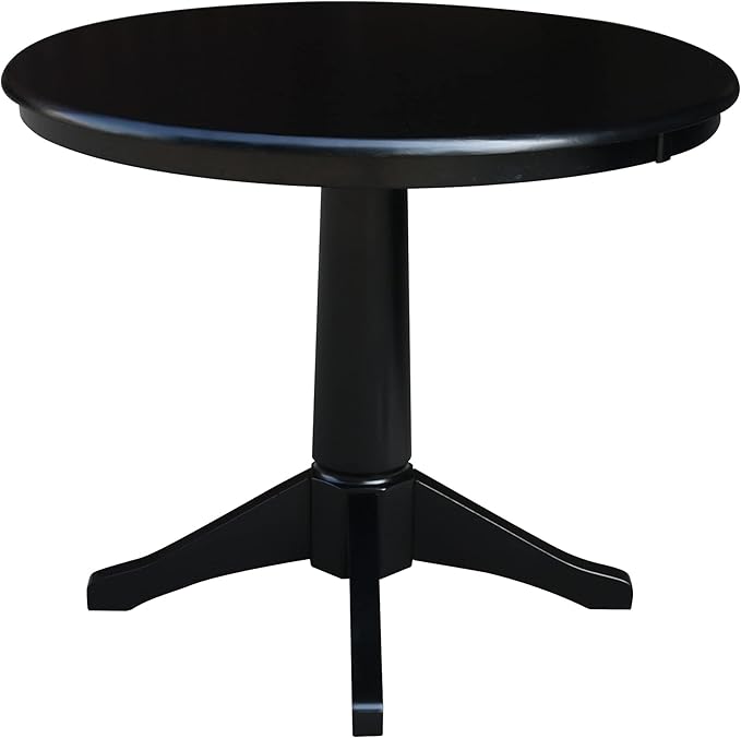 International Concepts 36" Round Top Pedestal Table - With 2 San Remo Chairs, Black