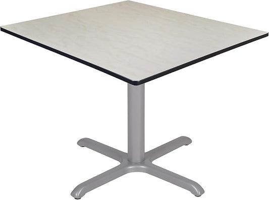 Regency Cain 48" Square X-Base Breakroom Table – Scratch Resistant Laminate Café Table for Lunchroom, Coffee Shops and Commercial Office Spaces (Maple, Grey Legs)
