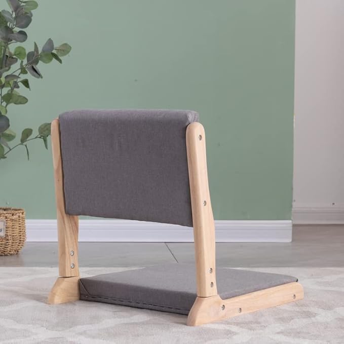 通用 Tatami Chair Accent Furniture,Foldable Meditation Floor Chair, Living Room Chair Floor Seat, Portable Japanese Legless Chair,Lazy Sofa for Bay Window Meditation Reading (Grey Fabric)
