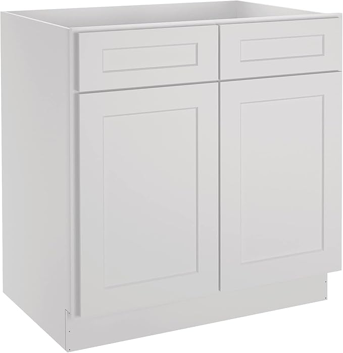 LOVMOR Kitchen Base Cabinets, Sideboard Storage Cabinet, Entryway Cabinet with 2-Drawers & Adjustable Shelf, 33" W X 24" D X 34-1/2"H (Light Gray)