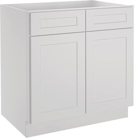 LOVMOR Kitchen Base Cabinets, Sideboard Storage Cabinet, Entryway Cabinet with 2-Drawers & Adjustable Shelf, 33" W X 24" D X 34-1/2"H (Light Gray)