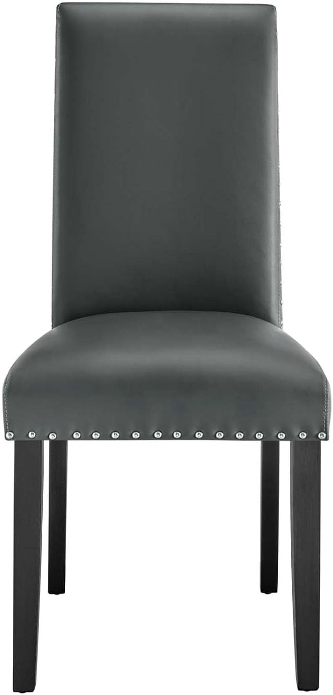 Parcel Dining Faux Leather Side Chair in Gray