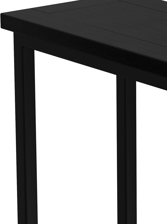 SIMPLIHOME Skyler C-Side Table - 18" Wide x 24" High Solid Mango Wood and Metal Slide-Under Table in Black, Industrial Accent Table or End Table for Living Room with Space-Saving Design, Assembled