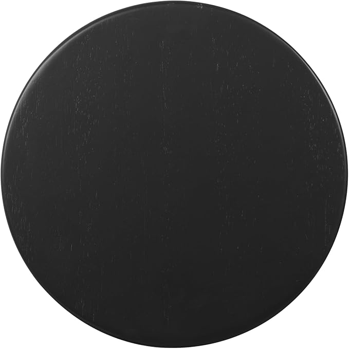 Linon Zeke Black Solid Wood Backless Round Counter Stool with 24 Inch Seat Height