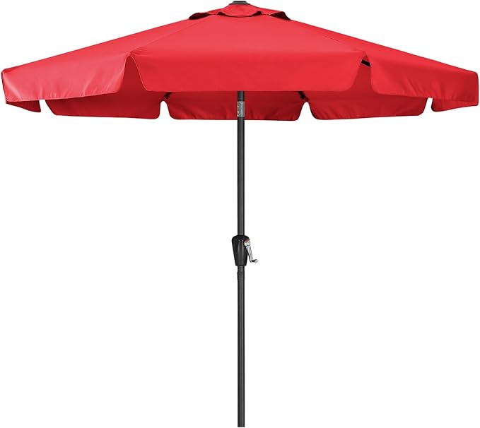 ABCCANOPY 10ft Scalloped Patio Umbrella, Outdoor Table Umbrella with Tilt and Crank, Fiberglass Ribs Deck Umbrella for Patio, Pool, Garden, Picnic (Bright Red)