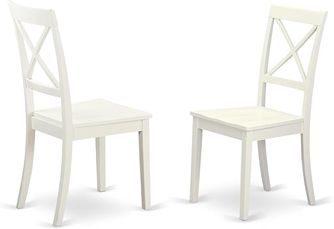 East West Furniture ANBO5-LWH-W 5 Piece Dinette Set for 4 Includes a Round Kitchen Table with Pedestal and 4 Dining Chairs, 36x36 Inch, Linen White