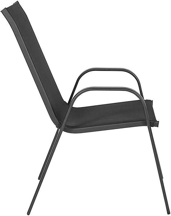Flash Furniture Brazos Series Outdoor Stackable Patio Chairs with Flex Comfort Material, Stacking Outdoor Modern Sling Patio Chairs, Set of 5, Black
