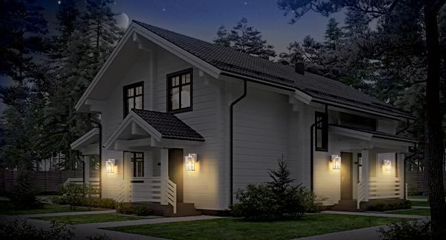 Dusk to Dawn Porch Lights with GFCI Outlets Waterproof Outdoor Wall Lights Exterior Lighting Fixtures Modern Outside Lights Wall Mount for House Patio Garage,White,11.8''H, 2 PC