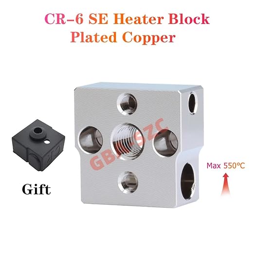 Ender 3 Neo/CR6 SE Heater Block,Plated Copper Upgrade with Silicone Sock for CR-6 SE/CR-6 MAX/CR-5 Pro/CR10 Smart/Ender 3 Neo/V2 Neo/Max Neo Cartridge Sensor. (1PC)