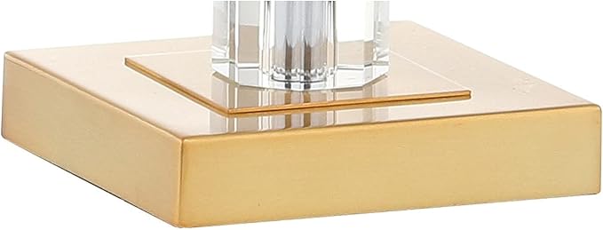 JONATHAN Y 28.5" Clear and Brass Gold Crystal Table Lamp Set of 2, Modern Glam Geometric Bedside Lamps for Living Room, White Linen Drum Shade, UL Listed, LED Bulbs Included JYL5001A-SET2