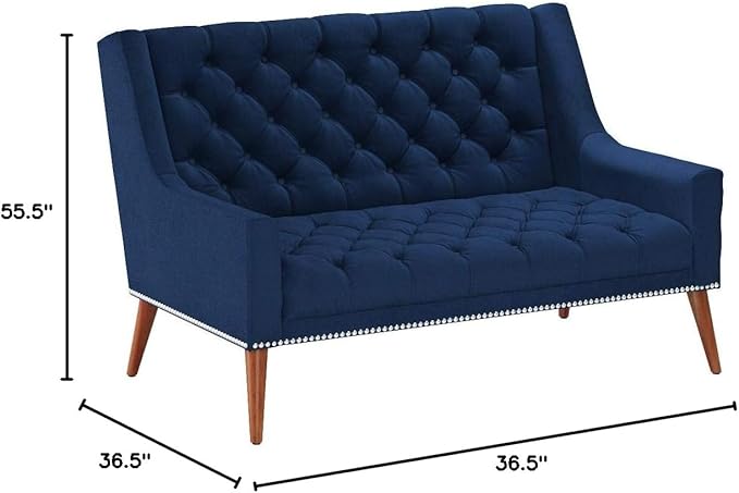 Modway Peruse Velvet Loveseat in Navy