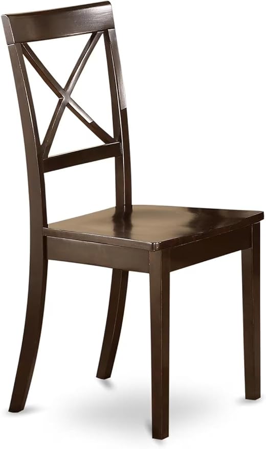 East West Furniture ANBO3-CAP-W 3 Piece Dining Room Furniture Set Contains a Round Dining Table with Pedestal and 2 Wood Seat Chairs, 36x36 Inch, Cappuccino