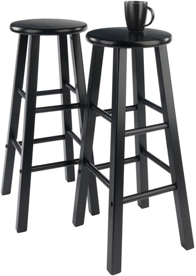 Winsome Element 2-Piece Counter Stool Set, Classic Backless Bar Chairs for Kitchen & Dining Room Seating, Timeless Essential Furniture for Home, Dorm, Apartments
