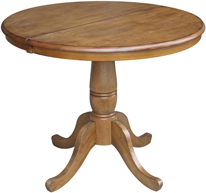 International Concepts 3 Piece Extendable Round Dining Set in Pecan