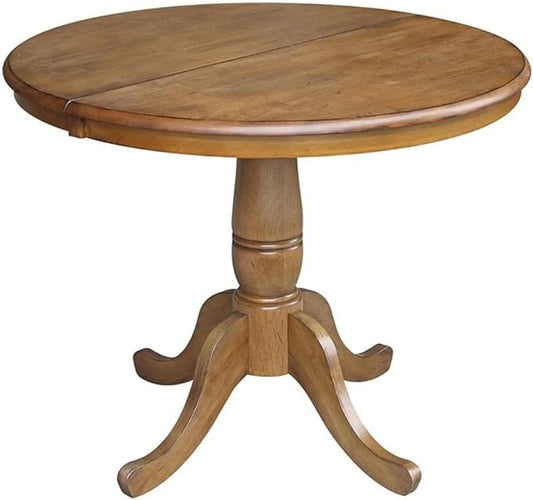 International Concepts 3 Piece Extendable Round Dining Set in Pecan