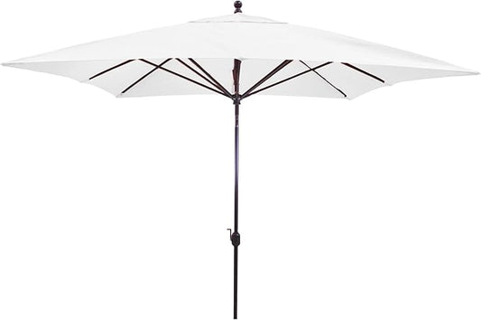 Galtech Large Outdoor Umbrella Premium Stand Alone, Threaded Bottom Pole, Secure Crank Housing, Wobble Design (10-FT SQR-Ant.Bronze Frame Sunbrella: Natural)