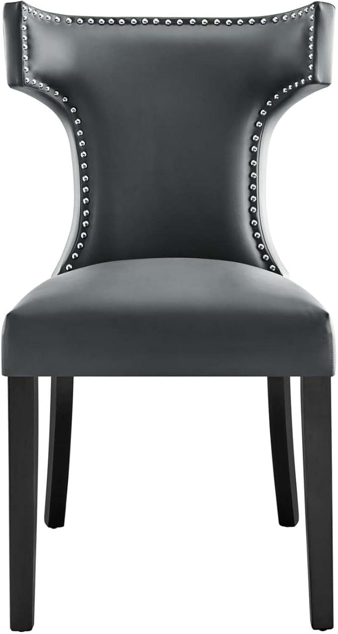 Modway Curve Vegan Leather Dining Chair in Gray