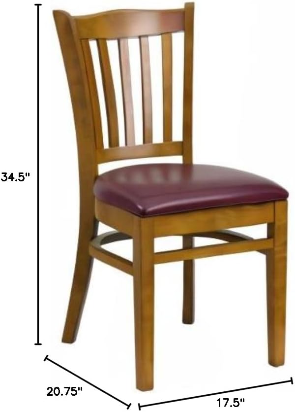 Flash Furniture 4 Pk. HERCULES Series Vertical Slat Back Cherry Wood Restaurant Chair - Burgundy Vinyl Seat